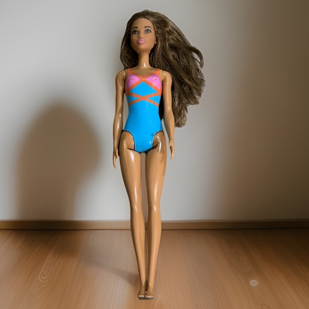 Barbie Beach Doll 2019 Teresa Blue Swim Suit Brown Hair Brown Eyes